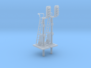 Pair of OO scale 4 Aspect Signals With Offset Pole in Tan Fine Detail Plastic