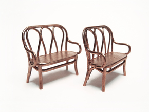 Pair of 1:48 Bentwood Settees in Natural Bronze