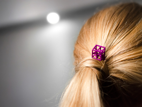 Hairpin with stylized cube. in Purple Processed Versatile Plastic