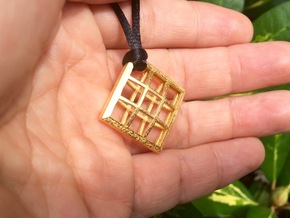 Grid Pendant small in Polished Gold Steel