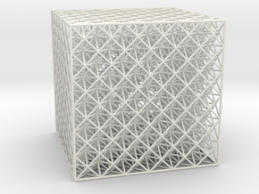 Hollow Octet Truss Cube (6x6x6) in White Natural Versatile Plastic