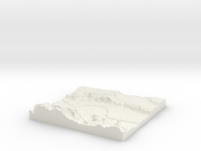 3D Relief map of Grays Thurrock & Tilbury in Essex in White Natural Versatile Plastic