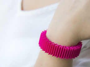 Spike Bracelet - Flexible Medium Size in Pink Processed Versatile Plastic