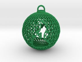 3D Printed Block Island Ball Ornament in Green Processed Versatile Plastic