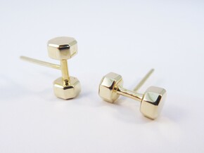 Dumbbells Earrings for the Fitness Fanatic in Polished Brass