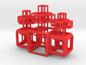 SCULPTURE COLLECTION: 3 HyperCubes 3 Crosses in Red Processed Versatile Plastic