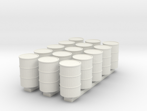 'HO Scale' - (15) 55 Gallon Drums in White Natural Versatile Plastic