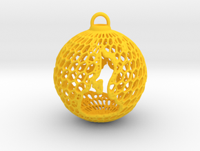 3D Printed Block Island Ball Ornament 2 in Yellow Processed Versatile Plastic