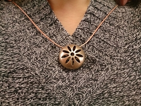 Flower Pendant Top 001 in Polished Bronzed Silver Steel