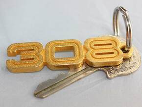 KEYCHAIN LOGO 308 in Polished Gold Steel