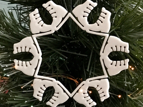 Ice Skates Snowflake Ornament in White Natural Versatile Plastic