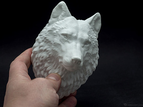 Proud Wolf Wall Mount in White Natural Versatile Plastic: Small
