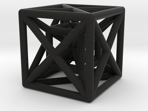 Hypercube Pendant in Black Natural Versatile Plastic