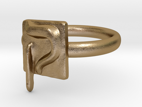 19 Qof Ring in Polished Gold Steel: 7 / 54