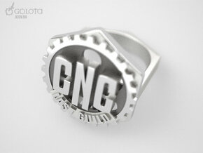 CNC Guild Ring - 9 size in Polished Bronzed Silver Steel