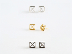 Square Stud Earrings in Polished Silver