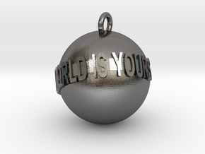 The World is Yours Keychain in Polished Nickel Steel