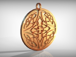 Celtic Knots Ornament Amulet in Polished Gold Steel