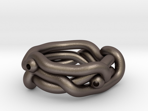 Noodle Ring in Polished Bronzed Silver Steel