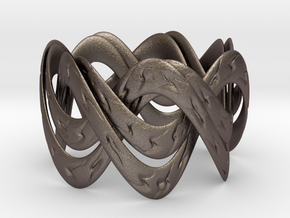 Double Septafoil Bracelet in Polished Bronzed Silver Steel