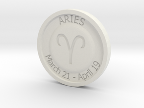 Aries Coin in White Natural Versatile Plastic