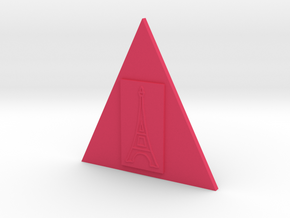 Eiffel Tower In A Triangle Button in Pink Processed Versatile Plastic