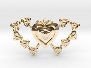 Valentine's 2 hearts Pendant in 14k Gold Plated Brass