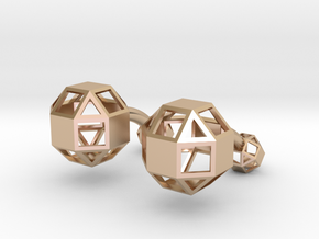 Rhombicuboctahedron cufflinks in 14k Rose Gold Plated Brass