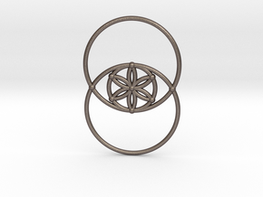 Vesica Piscis - Flower of life in Polished Bronzed Silver Steel