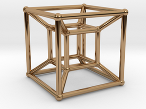 Tesseract - 4d Hypercube - E4 in Polished Brass