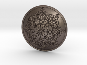 Button in Polished Bronzed Silver Steel