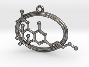THC Molecule in Polished Nickel Steel