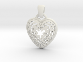 ButterFly Heart Pendant in White Natural Versatile Plastic
