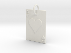 Ace of Hearts Keychain/Pendant in White Natural Versatile Plastic