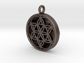 SEED OF LIFE PENDANT in Polished Bronzed Silver Steel