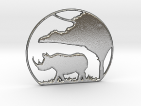 Rhino Pendant in Natural Silver