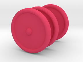 3 Scooter Wheels (2 Back 1 Front) in Pink Processed Versatile Plastic