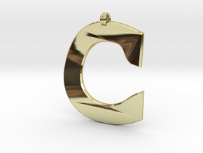 Distorted letter C in 18k Gold Plated Brass