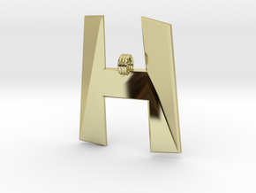 Distorted letter H in 18k Gold Plated Brass