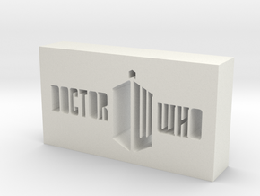 Doctor Who Logo in White Natural Versatile Plastic