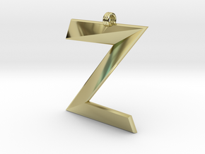 Distorted letter Z in 18k Gold Plated Brass