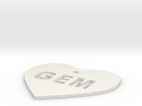 Heart Name Tag Large (2.5") in White Natural Versatile Plastic