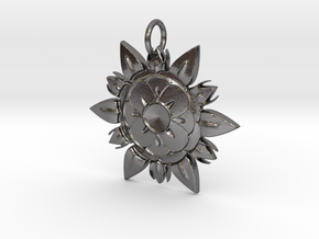 Elegant Chic Flower Pendant Charm in Polished Nickel Steel