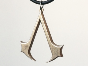 Assassins Necklace Pendant - 1 1/2 Inch in Polished Bronzed Silver Steel