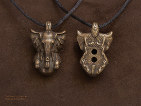 The Sleeping Elephant Pendant in Polished Bronze Steel: Small