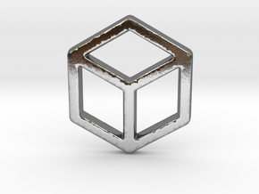 2d Cube in Polished Silver