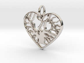 Angel Oak Tree - heart in Rhodium Plated Brass