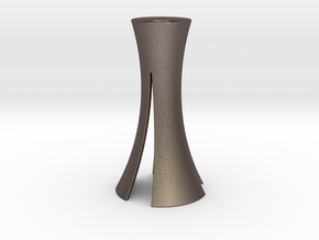 Candle Stick Holder in Polished Bronzed Silver Steel