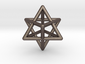 Merkaba Star Tetrahedron Pendant in Polished Bronzed Silver Steel