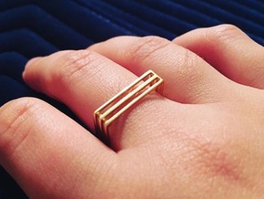 Square Ring  in 14k Gold Plated Brass: 6 / 51.5